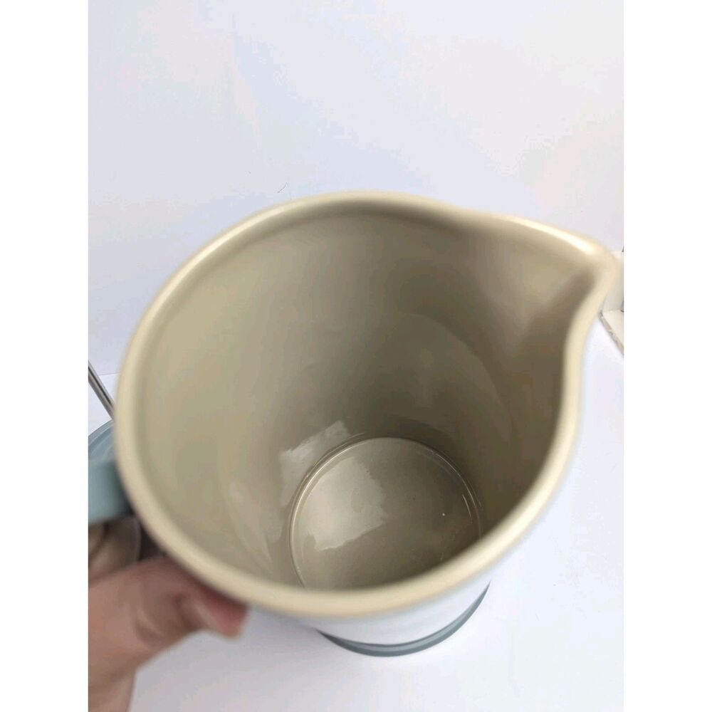 Le Creuset Stoneware 1 Liter French Press Coffee Pot Sea Salt Blue Green Rare - Picture 5 of 6